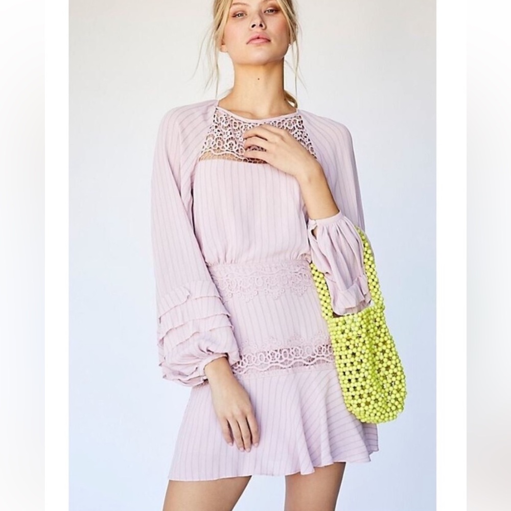 Free People crush on you boho lavender purple ruffle mini dress size 2
